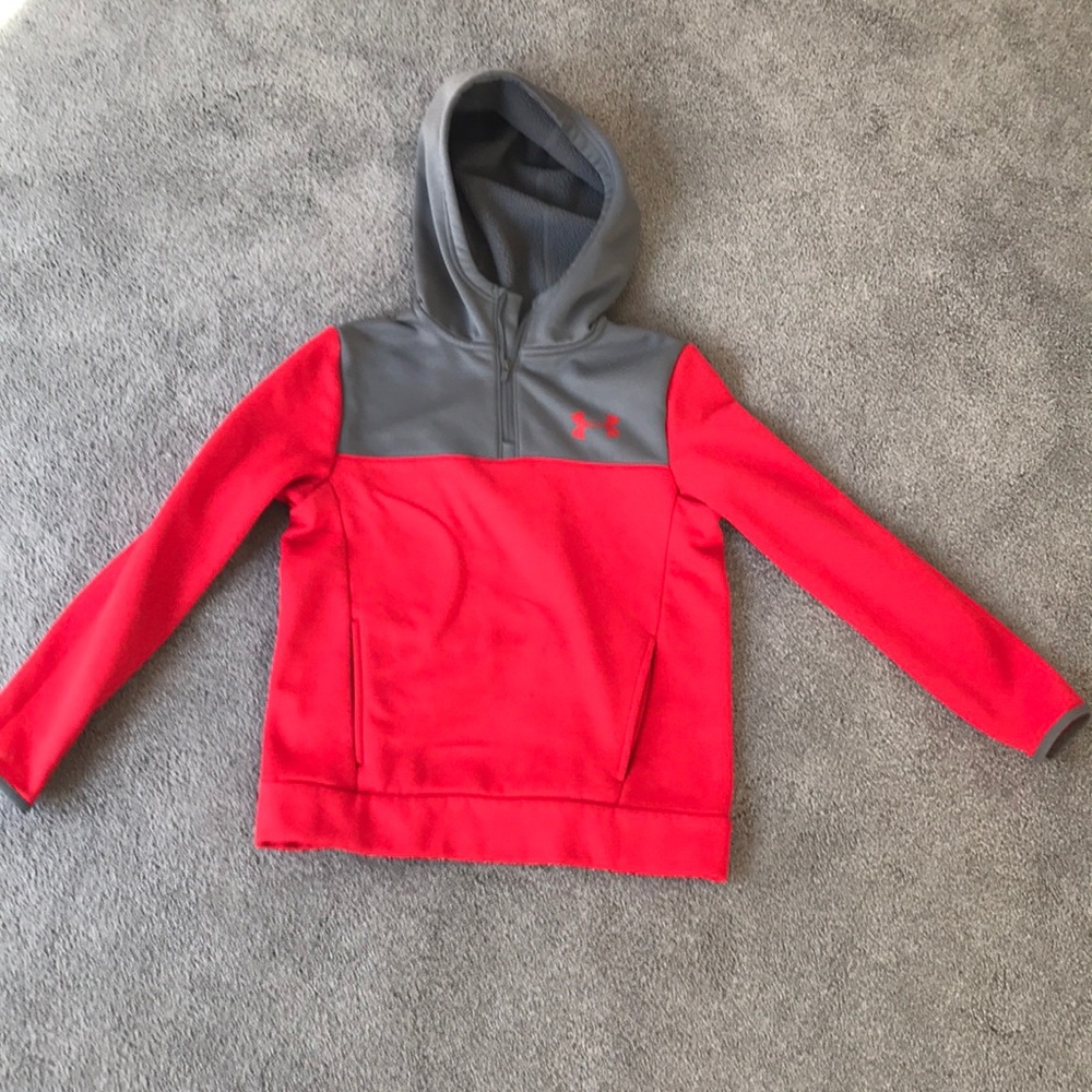 Red and grey Under Armour hoodie